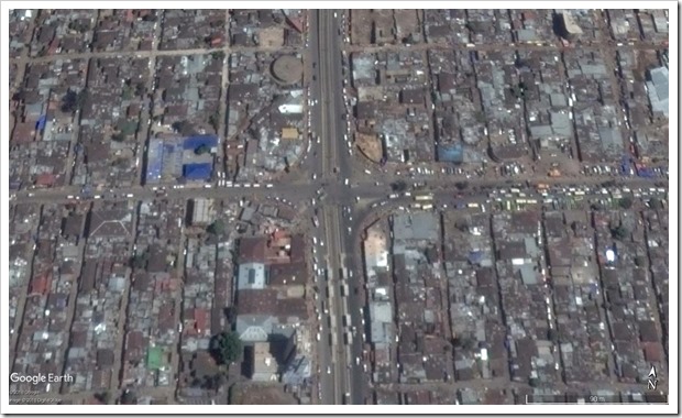 North is up. the railway goes through the junction