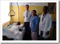 Fekadu the day after the op with his surgical team