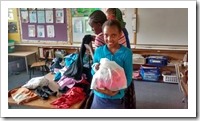Making selections of clothes.
