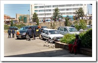 The hearse arriving at IEC