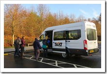 All aboard! The minibus.