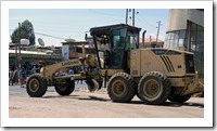 The big yellow machine outside the gate