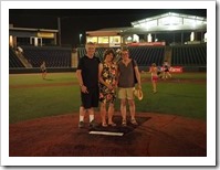 Gary, Peggy and Chris on the pitcher's mound