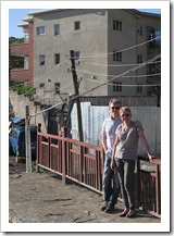 Top of that building behind us was where we lived.