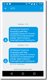A text from the "Catering & Tourism Training Ins".