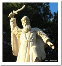 The statue of Elijah on Mount Carmel, Israel